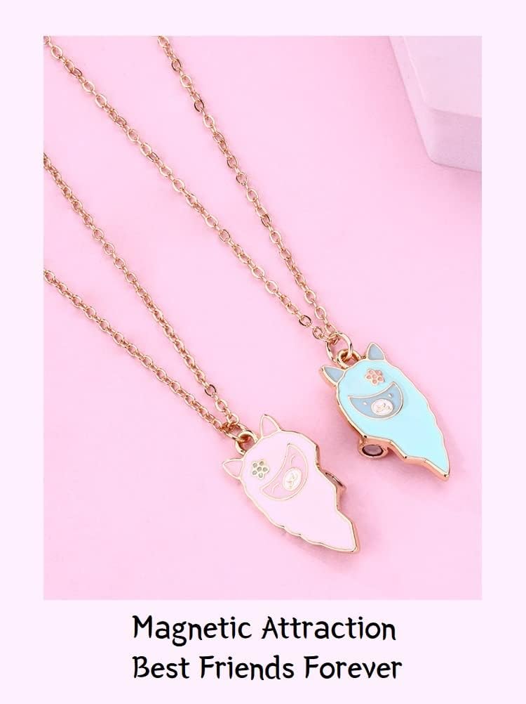 DOYYCA Best Friend Necklace for 2 Girls Magnetic Matching Friendship Necklace Half Heart Pendant BFF Necklaces for Sister - Image 3